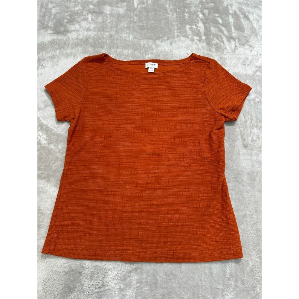 J. Crew Top Womens Size XS‎ Orange / Rust Short Sleeve Textured EUC